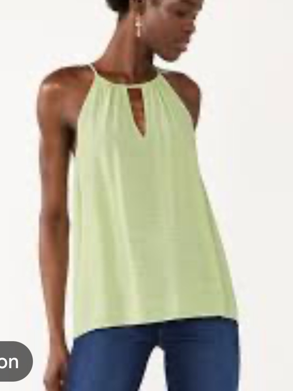 Nine West Sleeveless Keyhole Halter Top in Light Green